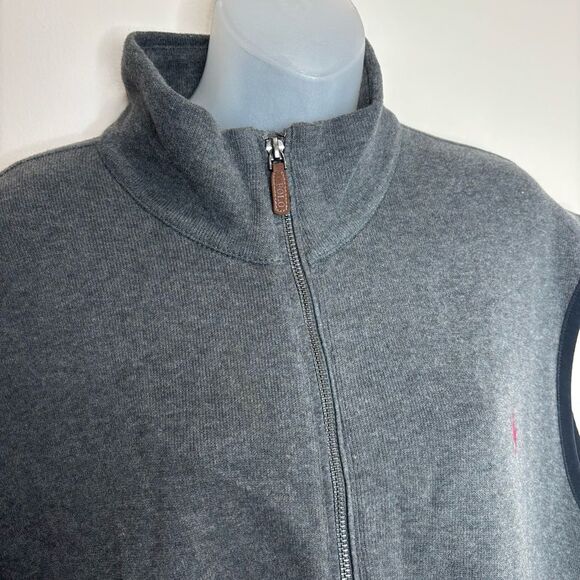 Polo Ralph Lauren Vest 100% Cotton Mens XXL dark Gray Performance Full Zip up - Picture 3 of 8